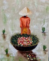 Laura Caretta Painter - 118 Flowers bucket - 2020 - oil with knife - 60x75